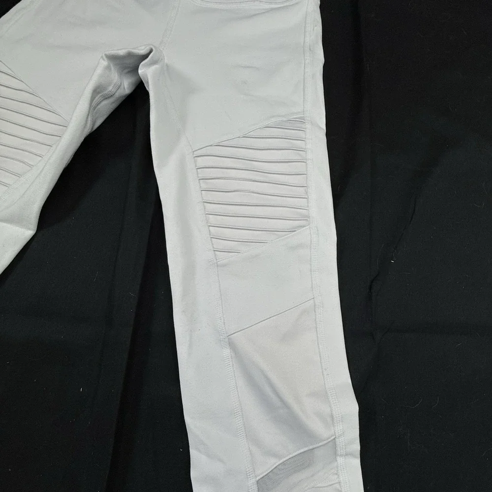 Alo Yoga Leggings Womens Small White Moto High Waist Mesh Panel Pants Activewear